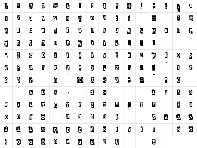 RansomNoteReversed Regular Character Map
