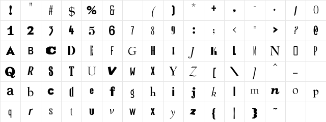 RansomNote4 Regular Character Map