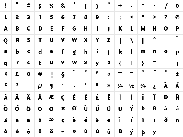 Bailey Sans ITC TT Bold Character Map
