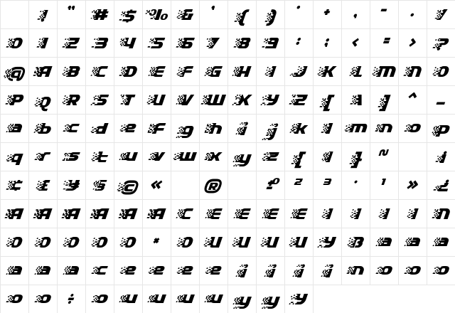 Rapido Racers Five Regular Character Map Rapido Racers Five Regular Character Map