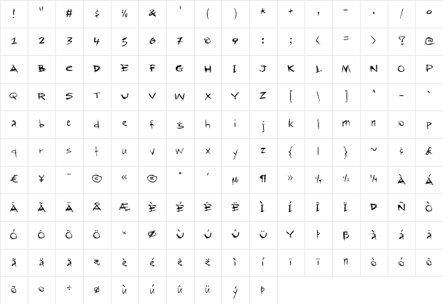 RapJack Regular Character Map RapJack Regular Character Map