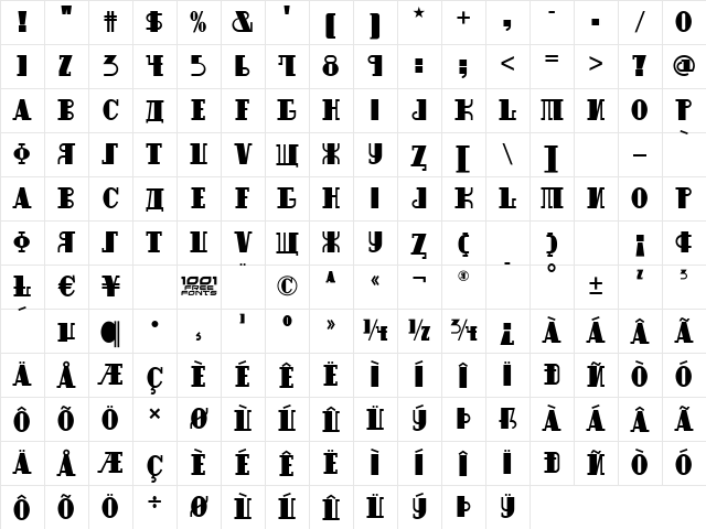 Raskalnikov NF Regular Character Map