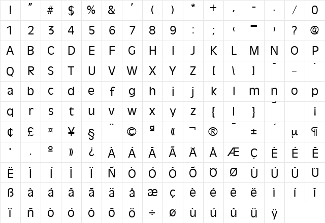 Ravenna-Serial Regular Character Map