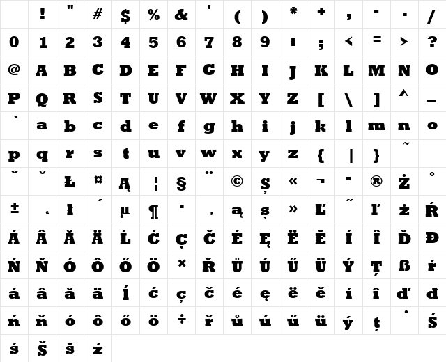 RoctusTEE Bold Character Map RoctusTEE Bold Character Map