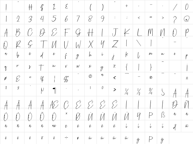 Reactin Regular Character Map