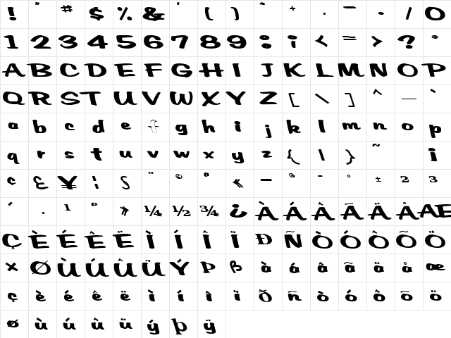 ReaderShipFinal Bold Character Map