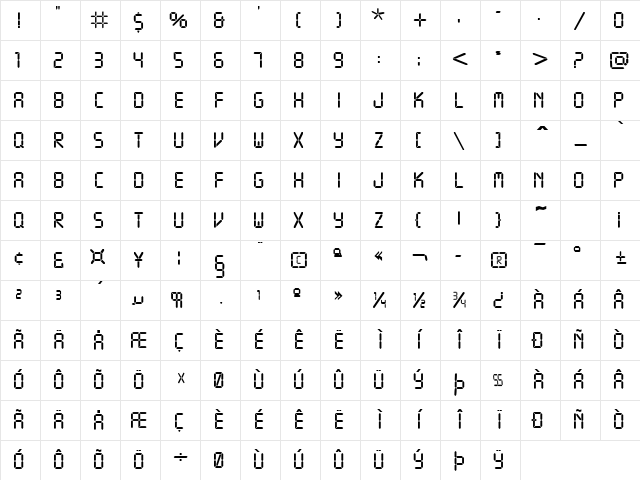 Readout Regular Character Map