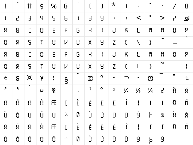 Readout Regular Character Map