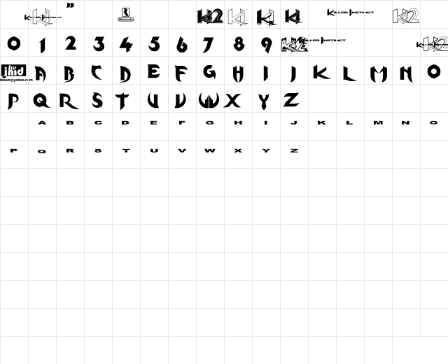KInifed Regular Character Map