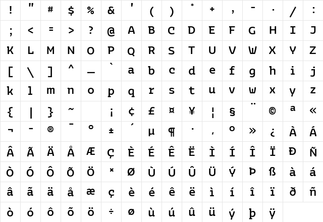Bakemono Stereo Trial Medium Regular Character Map