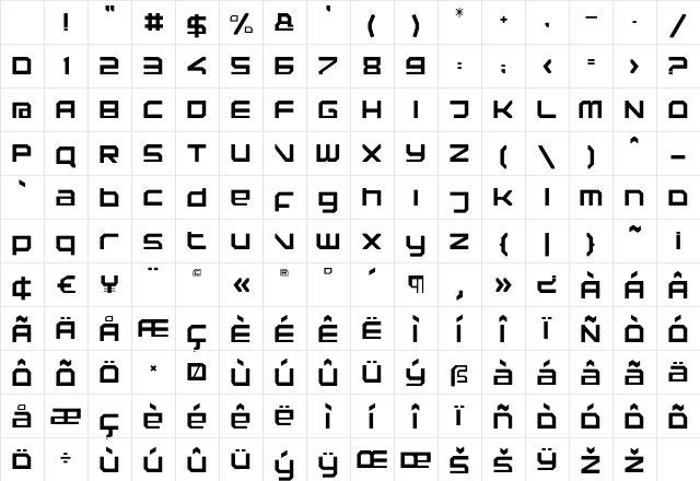 Rebirth Regular Character Map