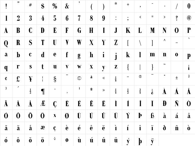 RecitalSSK Bold Character Map RecitalSSK Bold Character Map