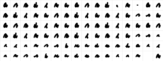Redacted Script Bold Character Map