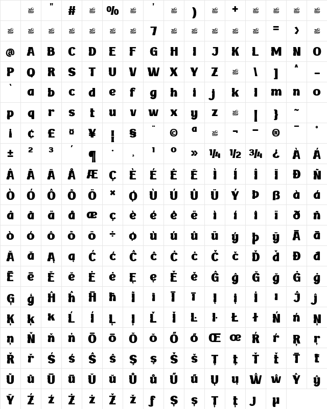 BAKRUV Trial Regular Character Map