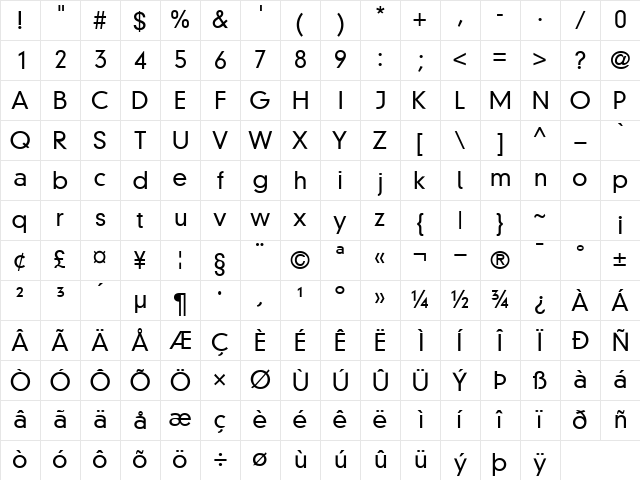 ReductoLightSSK Regular Character Map ReductoLightSSK Regular Character Map