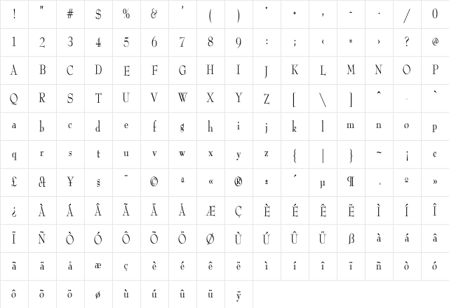 ReedFont Cn Regular Character Map