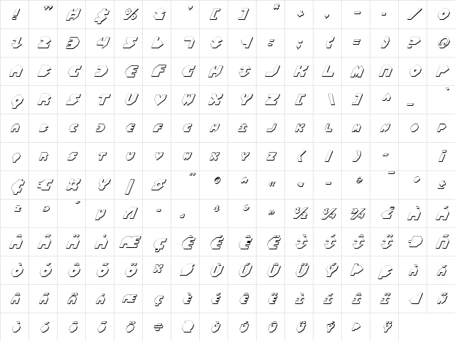 Bal-Astaral 3D Italic 3D Italic Character Map
