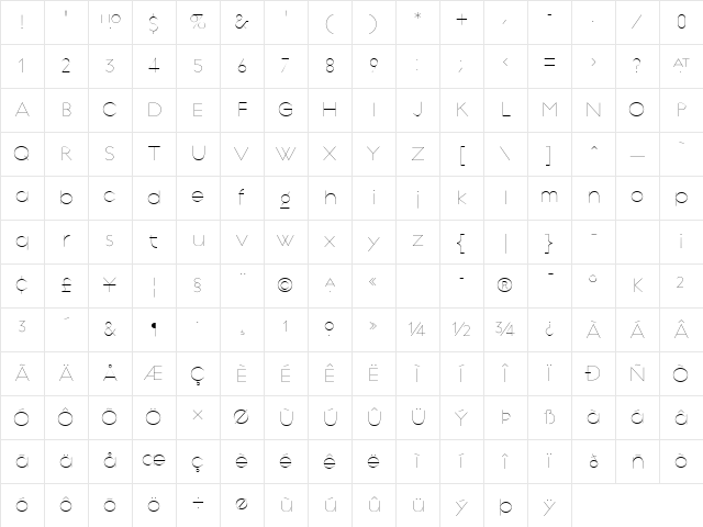 Regulator Thin Character Map