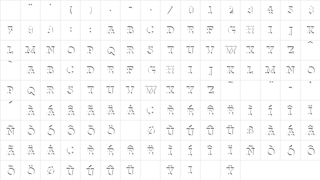 ReliefDeco Regular Character Map