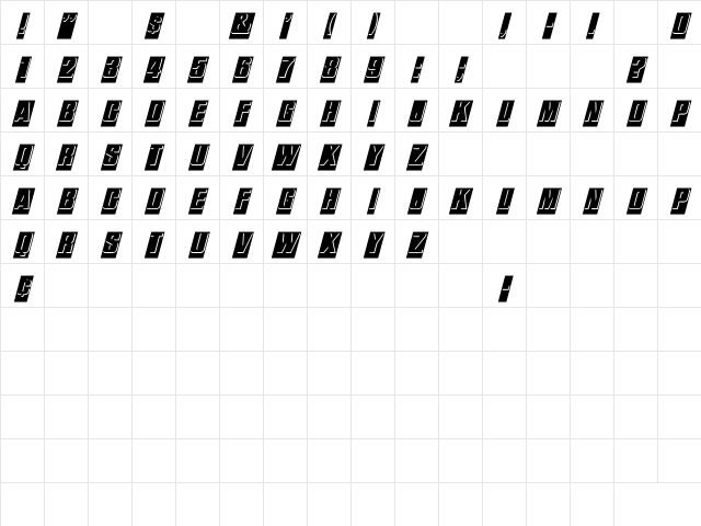 ReliefInReverse Italic Italic Character Map
