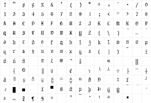 Remembrance 4 Regular Character Map Remembrance 4 Regular Character Map