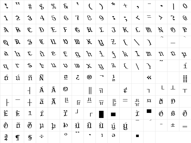 Remembrance 6 Regular Character Map