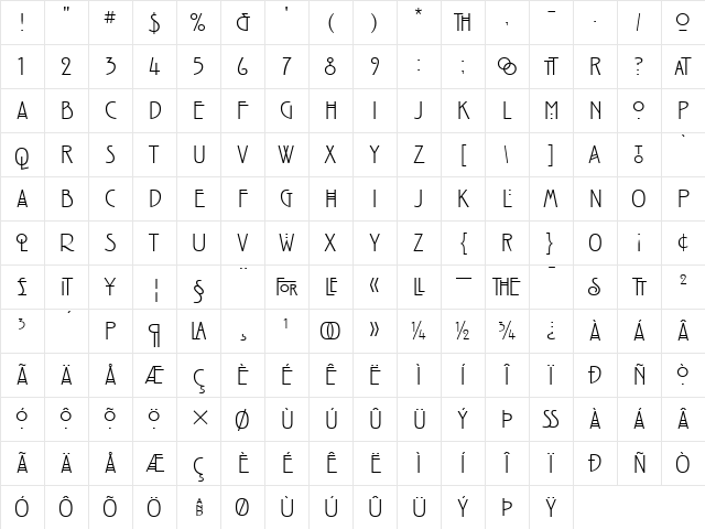 RennieMackintoshITC TT Light Character Map