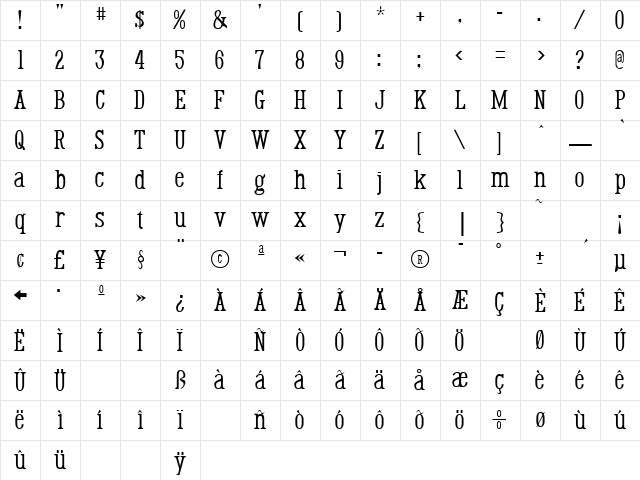 Renslaer Regular Character Map