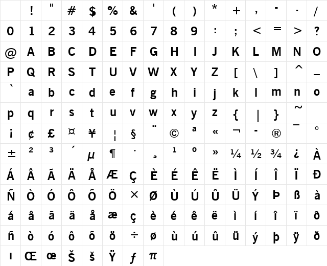 Reporter Bold Character Map Reporter Bold Character Map
