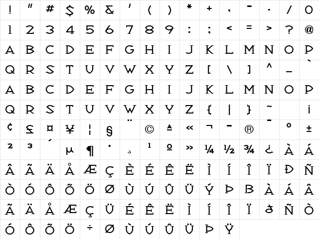 Republik Serif ICG 01 Character Map