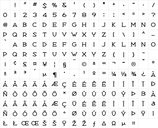 Republik Serif ICG 01 Regular Character Map