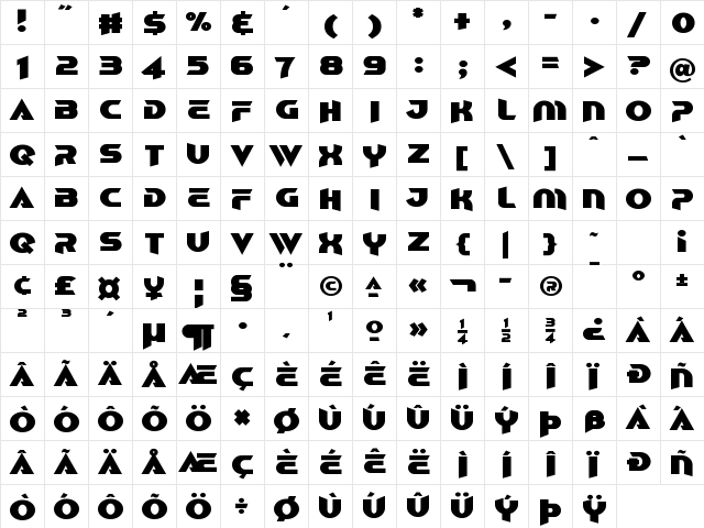 Balisong Ultra Regular Character Map
