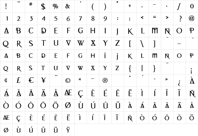 REQUIEM Regular Character Map REQUIEM Regular Character Map