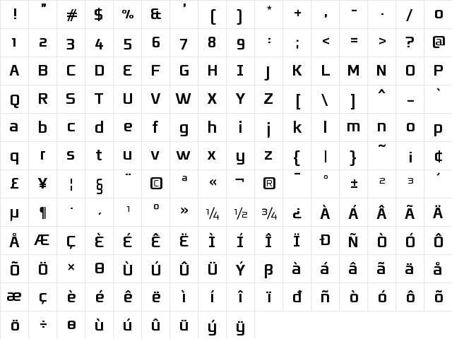 Resea Bold Character Map Resea Bold Character Map