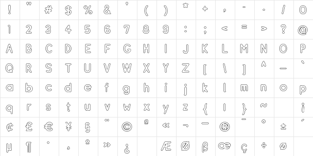 ReSiple BoldOutline Character Map