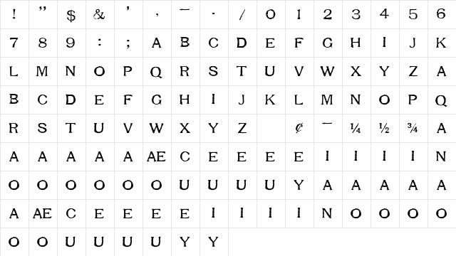 Respess Capitals Medium Medium Character Map Respess Capitals Medium Medium Character Map