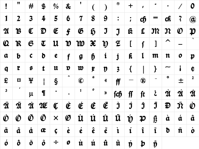 Ballade Bold Character Map Ballade Bold Character Map