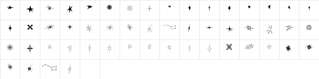 Retro Starstruck BTN Regular Character Map