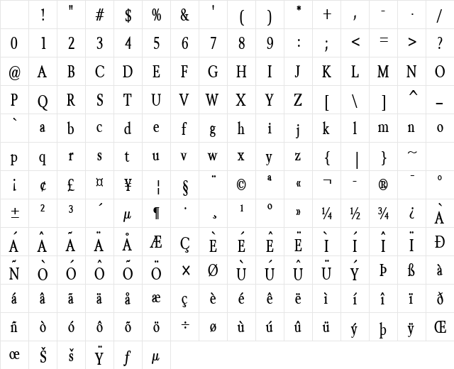 Revive 8 Thin Bold Character Map Revive 8 Thin Bold Character Map