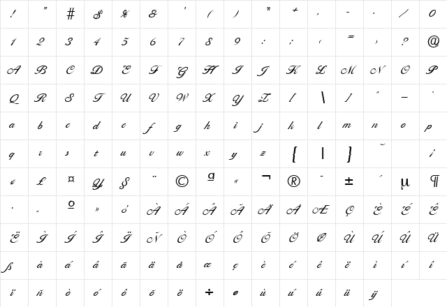 Ballantines-Serial DB Regular Character Map