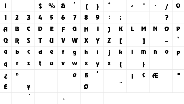 Revue-Thin Regular Character Map