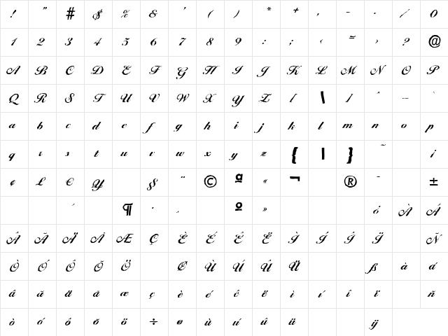 BallantinesAntique-Xbold Regular Character Map BallantinesAntique-Xbold Regular Character Map