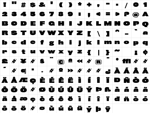 Rhode Regular Character Map