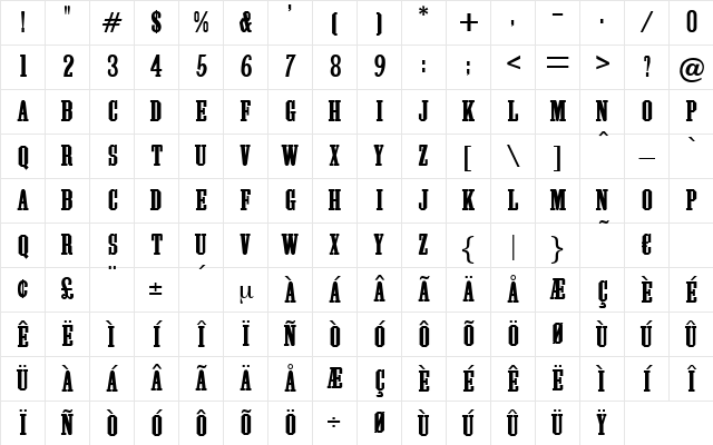 Rhodos Regular Character Map Rhodos Regular Character Map