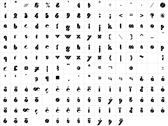 Rhythms 1 Regular Character Map