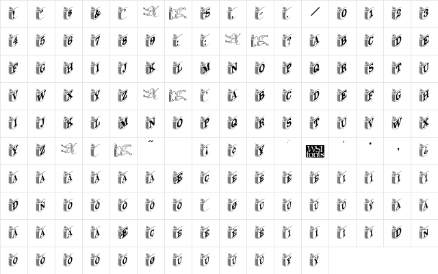 Ribbons Regular Character Map