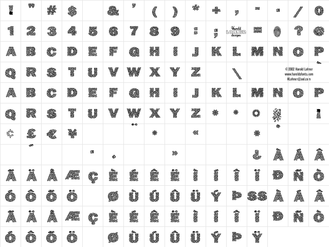 RicecakesTwo Regular Character Map