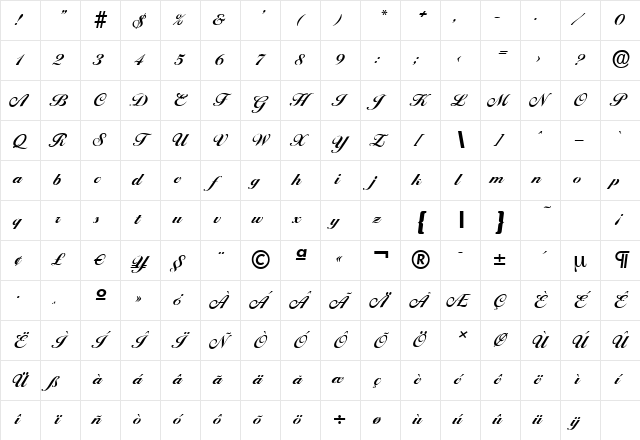 BallantinesSerial-Xbold Regular Character Map