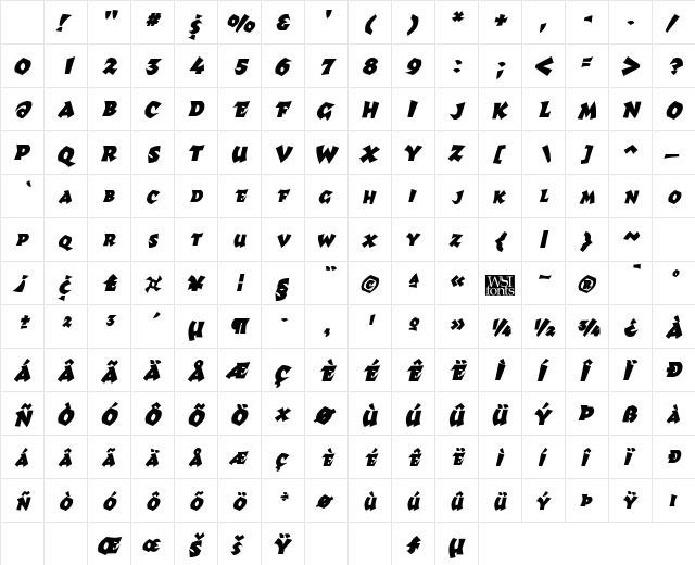 Richter Bold Italic Character Map Richter Bold Italic Character Map