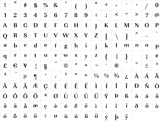 RicoBecker Bold Character Map